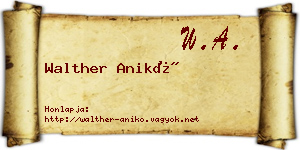 Walther Anikó névjegykártya