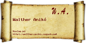 Walther Anikó névjegykártya
